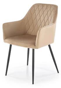 Scaun bej tapitat K558, bej/negru, stofa catifelata/metal, 59x60x86 cm