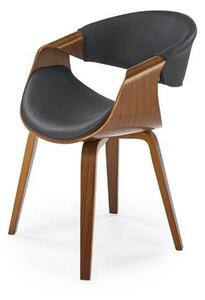 Scaun picioare lemn K544, negru/nuc, piele ecologica/placaj, 55x55x77