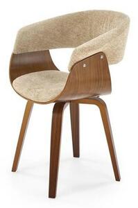 Scaun scandinav tapitat K545, bej/nuc, stofa clasica/placaj, 63x53x83