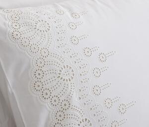 Lenjerie de pat din bumbac Bianca Embroidery Anglaise, 135 x 200 cm, alb