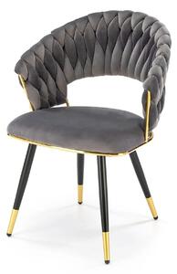 Scaun K551, gri/negru/auriu, stofa catifelata/metal, 62x58x85 cm