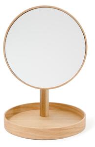 Oglindă cosmetică cu ramă din lemn de stejar Wireworks Cosmos, ø 25 cm