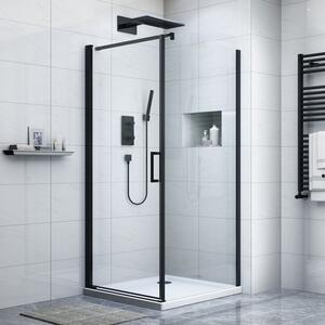 Cabina de dus BR6611 90X90cm, Sticla Securizata 8mm, Profil Aluminiu Negru