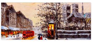 Tablou - Pictură oraș iarna (120x50 cm)