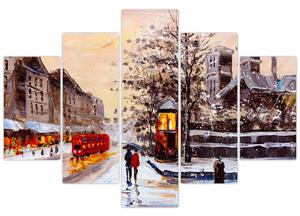 Tablou - Pictură oraș iarna (150x105 cm)