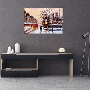 Tablou - Pictură oraș iarna (90x60 cm)