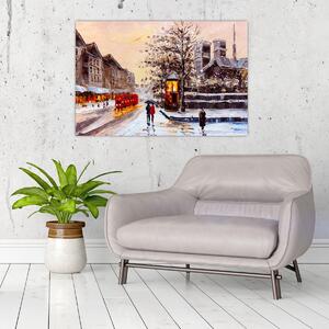 Tablou - Pictură oraș iarna (90x60 cm)