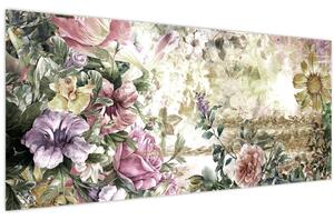 Tablou - Flori de design (120x50 cm)