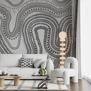 Tapet Linii ondulate și puncte abstracte de culoare gri închis, artă modernă texturată, Fototapet Abstract, w09747v2 : Uwalls.ro