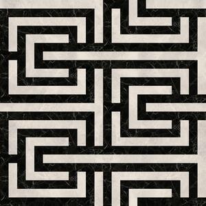Tapet Model geometric alb-negru în formă de labirint, Tapet abstract, a01073 : Uwalls.ro