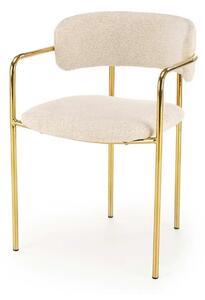 Scaun K537, crem/auriu, stofa clasica/metal, 54x56x76 cm