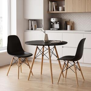 Set mobilier studenti masa si scaune dining, 3 buc, Relish, Negru, 80x80x73 cm