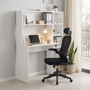 Set mobilier studenti birou cu biblioteca si scaun birou, 2 buc, Clary, Alb, 113.2x40x141.8 cm