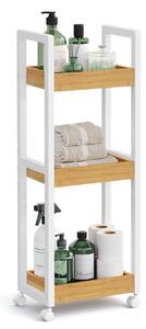 Raft baie Songmics, Bambou, Alb, 30x20x80cm