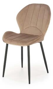 Scaun K538, bej/negru, stofa catifelata/metal, 48x57x85 cm