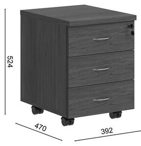 Comoda cu sertare pe roti Fesialo, Nuc, 39x47x52.5 cm