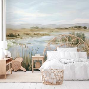 Tapet Lac liniștit și pașnic, peisaj pitoresc, Fototapet Natură, w05214 : Uwalls.ro