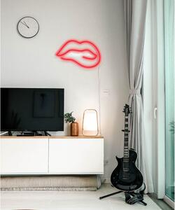 Decorațiune luminoasă de perete Candy Shock Biting Lips, 40 x 36 cm, roșu