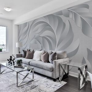 Tapet pene mari texturate în nuanțe de gri, Fototapet 3D, Fototapet 3D Frunze, w05231v3 : Uwalls.ro
