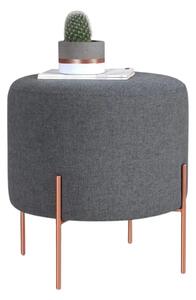 Taburet COPPER 47, gri/cupru, material textil/otel, 40x40x42 cm