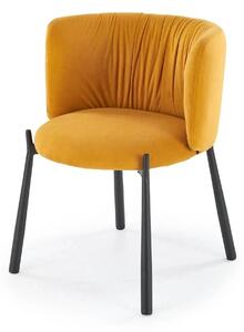 Scaun K531, galben mustar/negru, stofa catifelata/metal, 60x58x76 cm