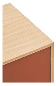 Comodă cu aspect de lemn de stejar Teulat Yoko, lățime 180 cm, roșu cărămiziu