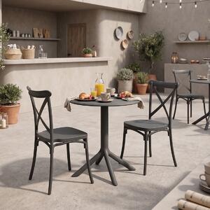 Set mobilier dining 3 piese Mercon Crossie, Antracit, 60x60x75 cm
