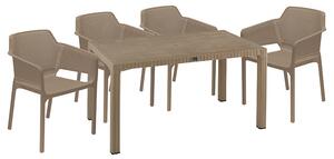 Set de gradina masa si scaune Explore, Integral set 5 piese plastic cappuccino 150x90x73.5cm