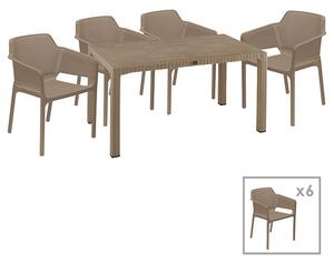 Set de gradina masa si scaune Explore, Integral set 7 piese plastic cappuccino 150x90x73.5cm
