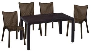Set de gradina masa si scaune Explore-Confident set 5 piese plastic maro 150x90x73.5 cm