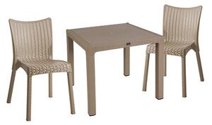 Set de gradina masa si scaune Explore, Confident set 3 piese plastic cappuccino 90x90x73.5 cm