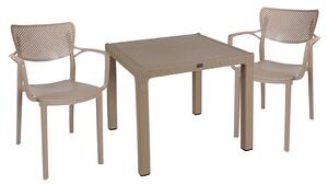 Set de gradina masa si scaune Explore, Fontline set 3 piese plastic cappuccino 90x90x73.5 cm