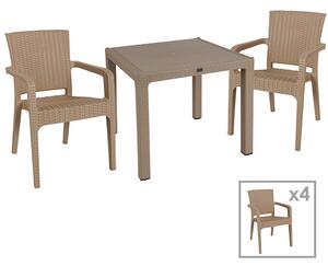Set de gradina masa si scaune Explore, Halcyon set 5 piese plastic cappuccino 90x90x73.5 cm