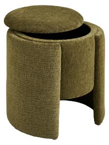 Taburet circular Walsdorf, Verde inchis, 42x42x44 cm
