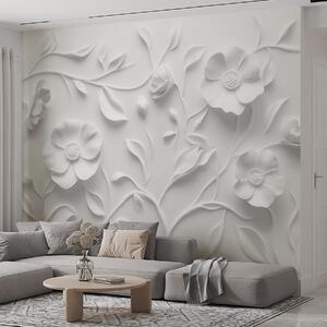 Tapet Ornament floral reliefat gri, Fototapet 3D, w09710 : Uwalls.ro