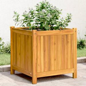 Jardinieră de grădină cu căptușeală, 50x50x50 cm, lemn acacia
