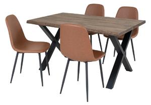 Set 5 piese Masa dining si scaune Toulon, Natural, 140x95x88 cm