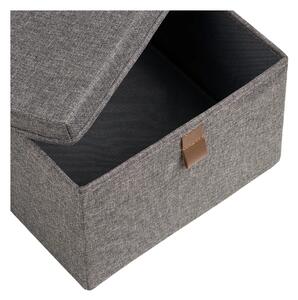 Set 3 piese Cutii de depozitare textile Noto, Gri inchis, 38x26x16 cm