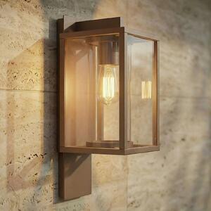 Lucande Aplică de perete exterior Ferda, soclu în partea inferioară, maro, IP44, reglabil, Maro / Rugină, Aluminiu, Modern