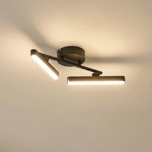 Lindby plafonieră LED Eldrin, 2 becuri, negru, bandă de lumină, reglabil, Negru, Camera de zi / sufragerie, Aluminiu, Modern