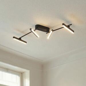 Lindby plafonieră LED Eldrin, 4 becuri, negru, bandă de lumină, reglabil, Negru, Camera de zi / sufragerie, Aluminiu, Modern