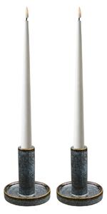 Set 2 piese Suporturi pentru lumanari, Albastru, 9.5x9.5x11 cm