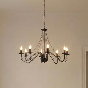HELAM Candelabru Malbo, negru, metal, 8 becuri, E14, reglabil, Negru, Camera de zi / sufragerie, Metal, Modern