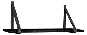 Raft din lemn cu suport din piele Casa Nordic Forno, 120 x 20 cm, negru