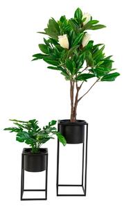 Set 2 piese Ghiveciuri de flori Marla, Negru, 19.5x19.5x50.5 cm