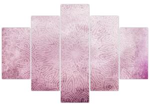 Tablou - Mandala pe zid roz (150x105 cm)