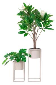 Set 2 piese Ghiveciuri de flori Marla, Bej, 19.5x19.5x50.5 cm