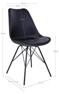 Scaun dining Oslo, Negru, 55x48x84 cm