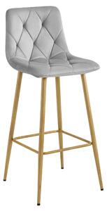 Scaun Bar Simon Catifea Gri Deschis Picioare Metalice Finisaj Lemn