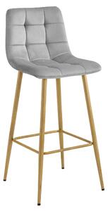 Scaun Bar Simon Catifea Gri Deschis Picioare Metalice Finisaj Lemn